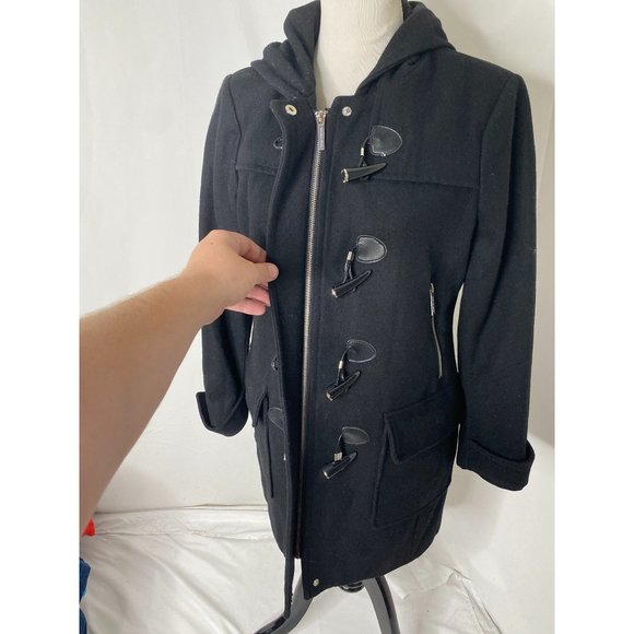 Women’s size 6 (S) Michael Kors Black wool blend full zip heavyweight coat - Picture 3 of 10